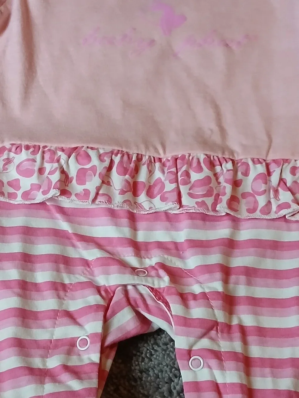 Baby Phat Girls NWT Pink Striped Cheetah Ruffle 1PC Romper & Headband Set - 18M